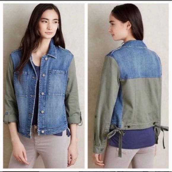 Anthropologie Pilcro And The Letterpress Military Denim Jacket - Picture 1 of 9